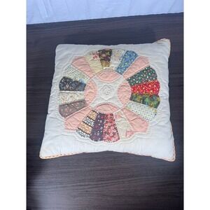 Vintage Handmade Quilt Pillow Dresden Plate Patchwork Cottage Farmhouse